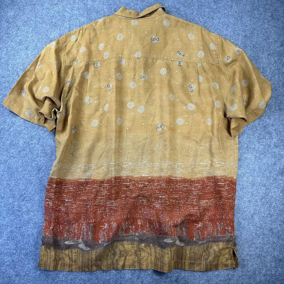 Vintage Territory Ahead Shirt Mens XL Brown Lyocell Hawaiian Button Front 90s - Picture 10 of 10